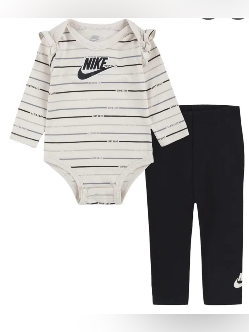 Nike Baby Girl's 2-Piece Just Do It Stripe Bodysuit and Leggings Set. - Picture 1 of 9